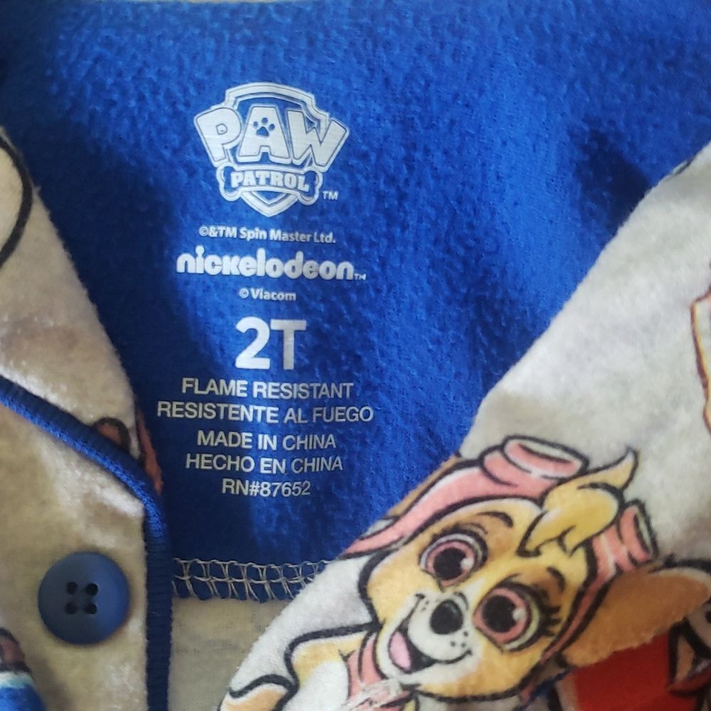 💐Cute Gently Used Nickelodeon Paw Patrol 2 Pc Fleece Pajamas Set Sz 2T - Picture 5 of 5